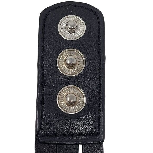 Steampunk‎ Wide Black Leather Bracelet Checker Studded Rhinestone Streetwear - Picture 7 of 8